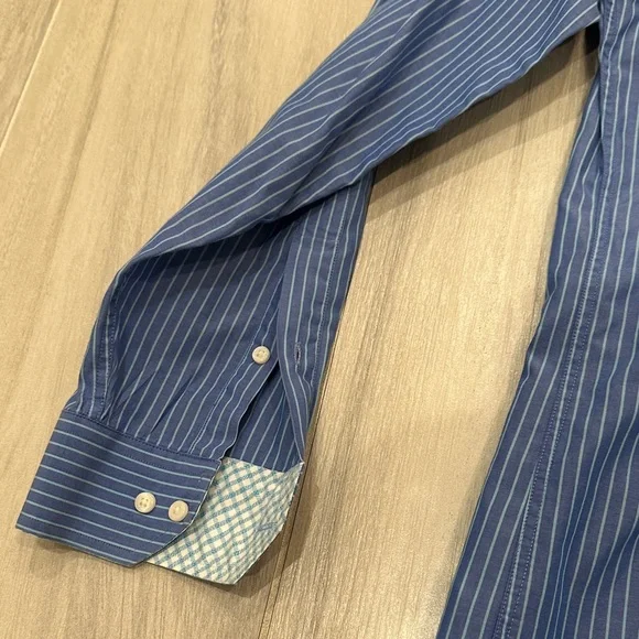 Ben Sherman Large 16.5 34-35 Blue Striped Button Down Shirt - Picture 7 of 10